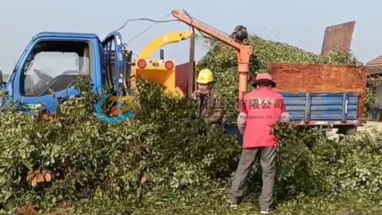 河南昌達園林綠化樹枝粉碎機浙江客戶訂指（zhǐ）小型車載式樹枝粉碎車.jpg